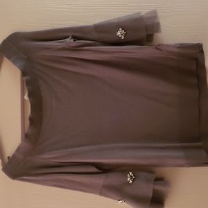 Gray Boatneck Top With Jewels